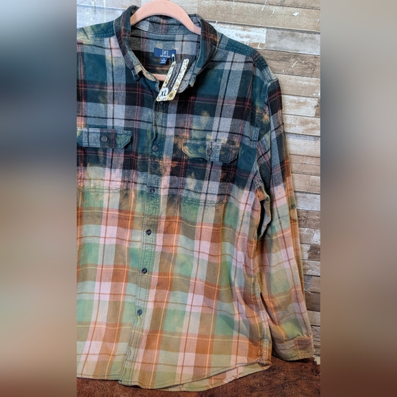 Boho Southwestern Cross Graphic Upcycled Flannel Shirt - Picture 13 of 15